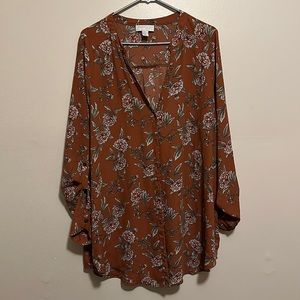 Forever 21 Plus Sizes 2x rust floral blouse